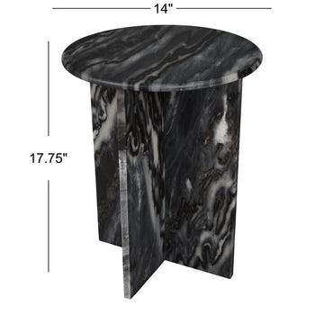 Javier 14" Contemporary Natural Marble Handmade X-Shaped End Table - JONATHAN Y